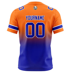 Benutzerdefinierte Orange & Königsblau Gradient Fußball Trikots Personalisierter Name Nummer Logo