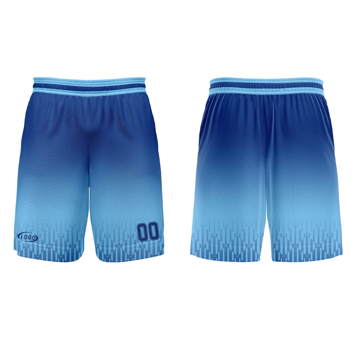Benutzerdefinierter Blau Dunkelblau Farbverlauf Basketball Jersey Uniform Anzug gedruckt Ihr Logo Name Nummer