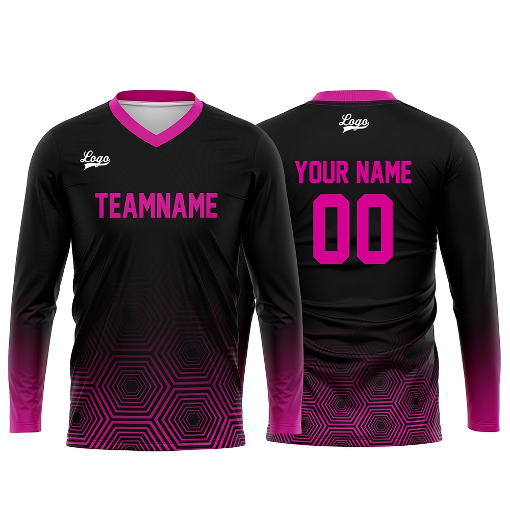 Kundenspezifisches Rosa Schwarz Basketball Fußball Schießen langes T-Shirt für Erwachsene und Kinder