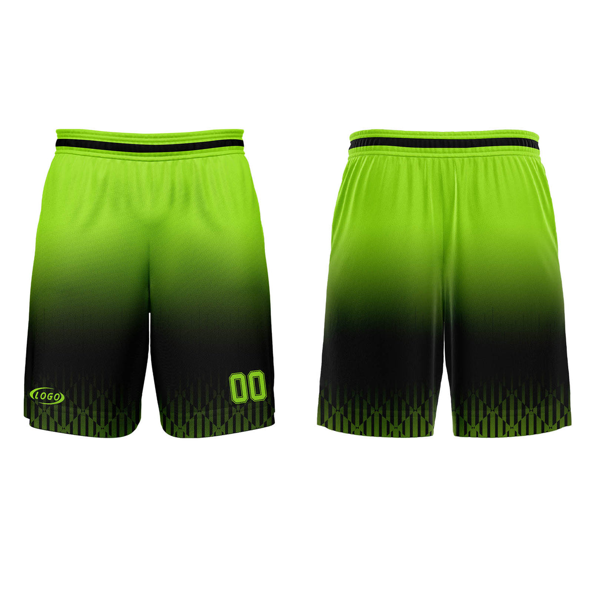 Benutzerdefinierter Schwarz Hellgrün Farbverlauf Basketball Jersey Uniform Anzug gedruckt Ihr Logo Name Nummer