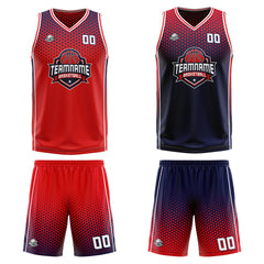 Benutzerdefinierte Reversible Basketball Jersey Personalisierte Print Name Nummer Logo Rote Marine