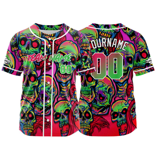 Benutzerdefinierte Baseball Jersey Personalisierte Baseball Shirt genäht und Druck Rosa&Grün