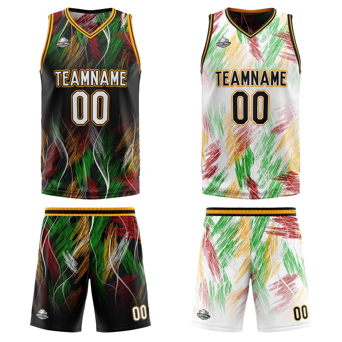 Benutzerdefinierte Schwarz Orange Reversible Basketball Jersey Personalisierte Print Name Nummer Logo