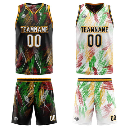 Benutzerdefinierte Schwarz Orange Reversible Basketball Jersey Personalisierte Print Name Nummer Logo