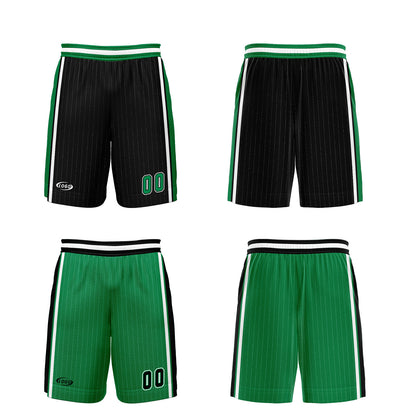 Benutzerdefinierte Schwarz Grün Reversible Basketball Jersey Personalisierte Drucken Name Nummer Logo