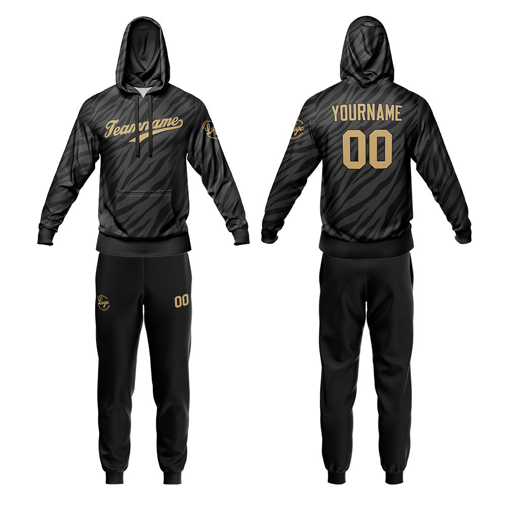 Benutzerdefiniert Dunkelgrau Tarnung Sport Jersey Satz Trainingsanzug Zur Seite fahren Kapuzenpullover Oberteile und Hose Satz Königlich