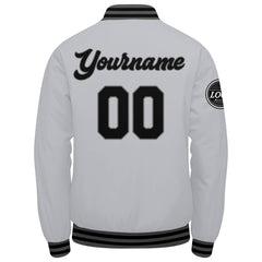 Benutzerdefinierte Verlauf Varsity-Jacke. Letterman-Jacke Grau Schwarz