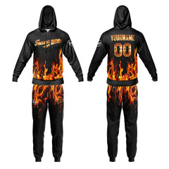 Benutzerdefiniert Schwarz Gold Tarnung Sport Jersey Satz Trainingsanzug Zur Seite fahren Kapuzenpullover Oberteile und Hose Satz Königlich