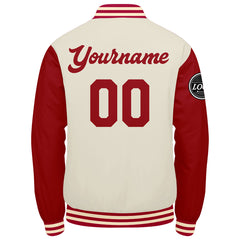 Benutzerdefinierte Verlauf Varsity-Jacke. Letterman-Jacke Rot Creme