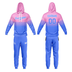 Benutzerdefiniert Rosa Lichtblau Tarnung Sport Jersey Satz Trainingsanzug Zur Seite fahren Kapuzenpullover Oberteile und Hose Satz Königlich