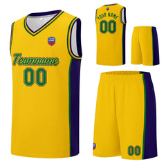 Individuelle Basketball-Jersey-Shorts für Männer und Frauen. Gestickter und gedruckter Name, Nummer und Logo Gelb