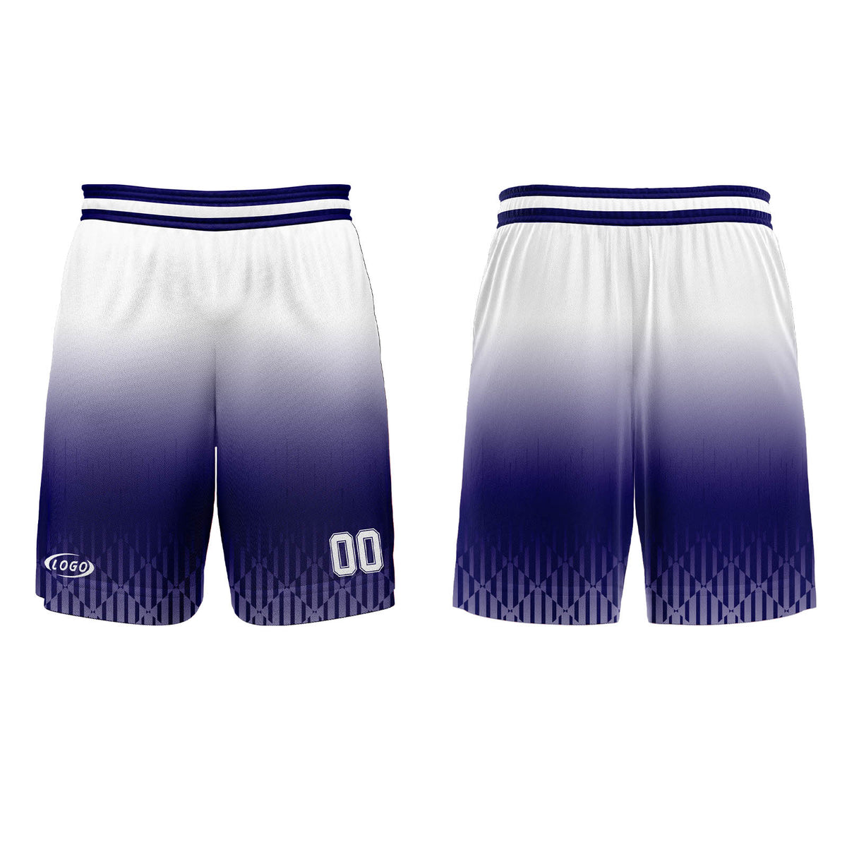 Benutzerdefinierter Blau Weiß Farbverlauf Basketball Jersey Uniform Anzug gedruckt Ihr Logo Name Nummer