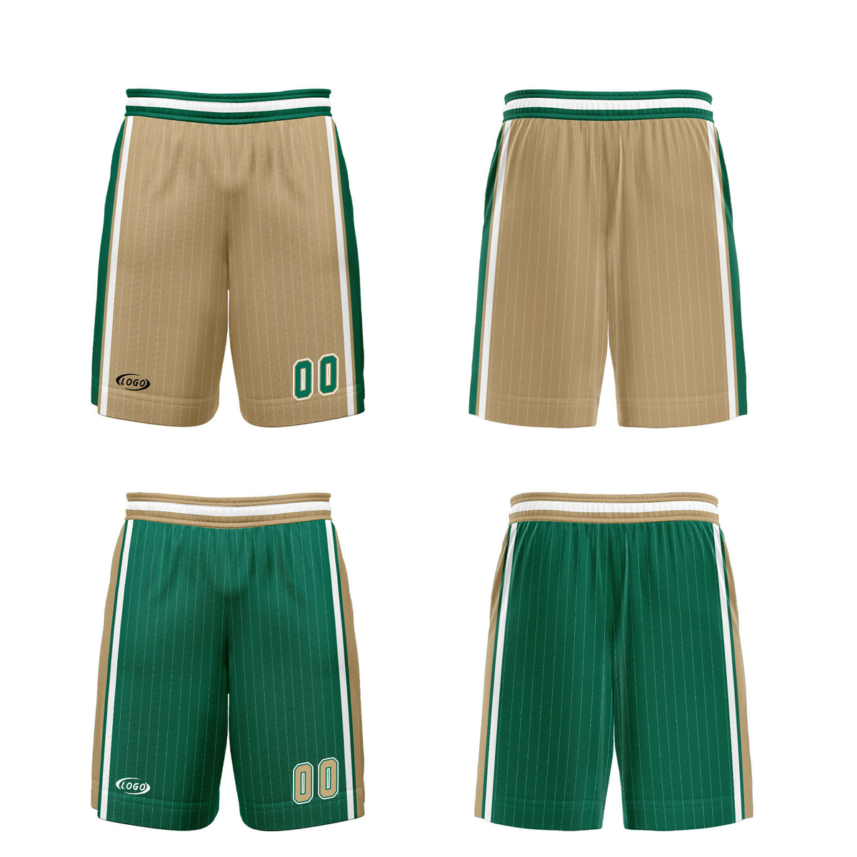 Benutzerdefinierte Gold Grün Reversible Basketball Jersey Personalisierte Drucken Name Nummer Logo