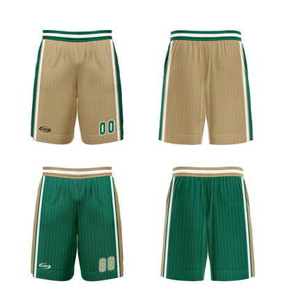 Benutzerdefinierte Gold Grün Reversible Basketball Jersey Personalisierte Drucken Name Nummer Logo
