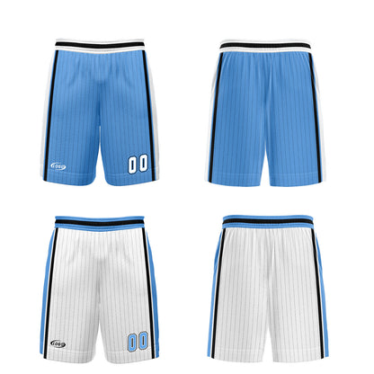 Benutzerdefinierte Blau Weiß Reversible Basketball Jersey Personalisierte Drucken Name Nummer Logo