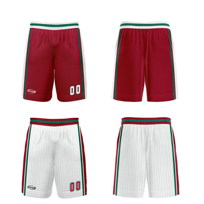 Benutzerdefinierte Rot Weiß Grün Reversible Basketball Jersey Personalisierte Drucken Name Nummer Logo