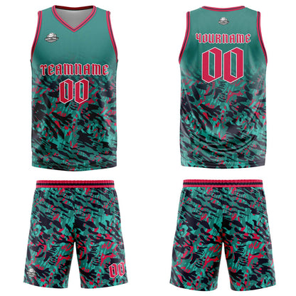 Benutzerdefinierter Grün Rot Basketball Jersey Uniform Anzug gedruckt Ihr Logo Name Nummer