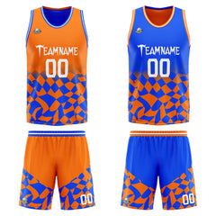 Benutzerdefinierte Reversible Basketball Jersey Personalisierte Print Name Nummer Logo Lattice-Orange&Royal