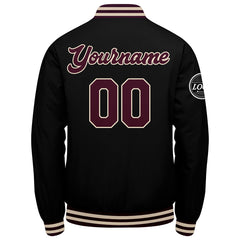 Benutzerdefinierte Verlauf Varsity-Jacke. Letterman-Jacke Marronmaroon Schwarz