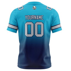 Benutzerdefinierte Aqua Dunkelblau Gradient Fußball Trikots Personalisierter Name Nummer Logo