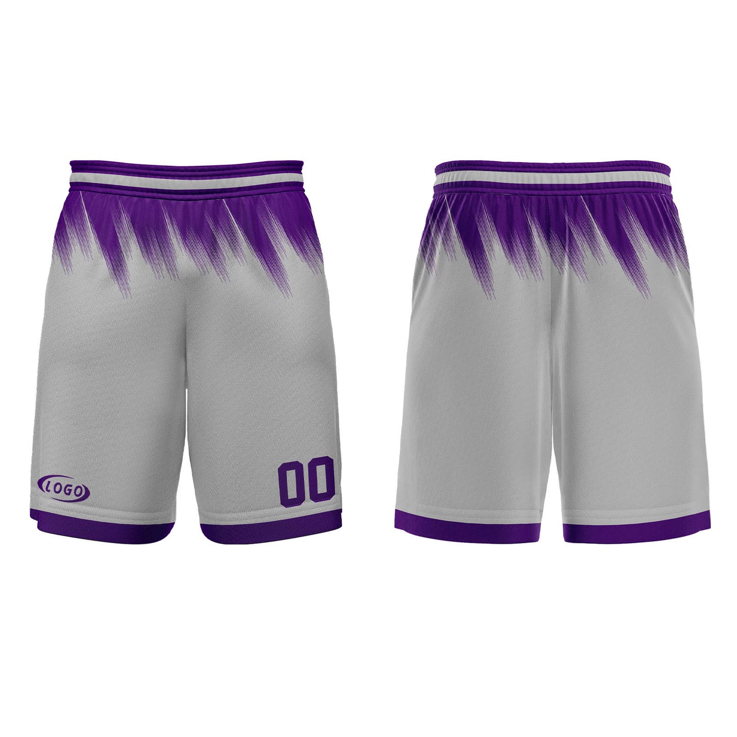 Benutzerdefinierter Grau Lila Basketball Jersey Uniform Anzug gedruckt Ihr Logo Name Nummer
