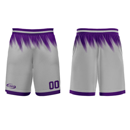 Benutzerdefinierter Grau Lila Basketball Jersey Uniform Anzug gedruckt Ihr Logo Name Nummer