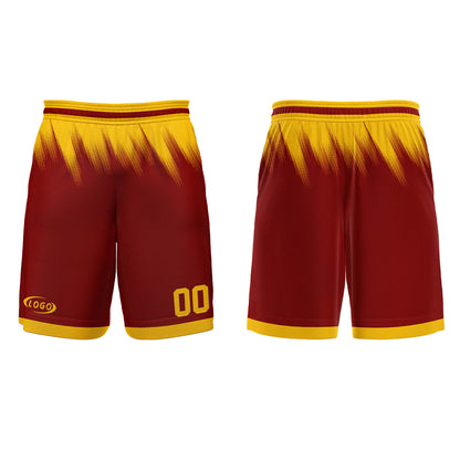 Benutzerdefinierter Rot Gelb Basketball Jersey Uniform Anzug gedruckt Ihr Logo Name Nummer