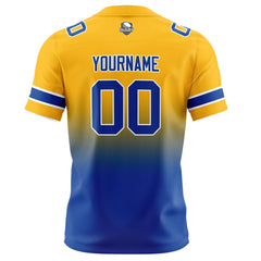 Benutzerdefinierte Gelb & Blau Gradient Fußball Trikots Personalisierter Name Nummer Logo