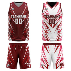 Benutzerdefinierte Dunkelrot Reversible Basketball Jersey Personalisierte Print Name Nummer Logo