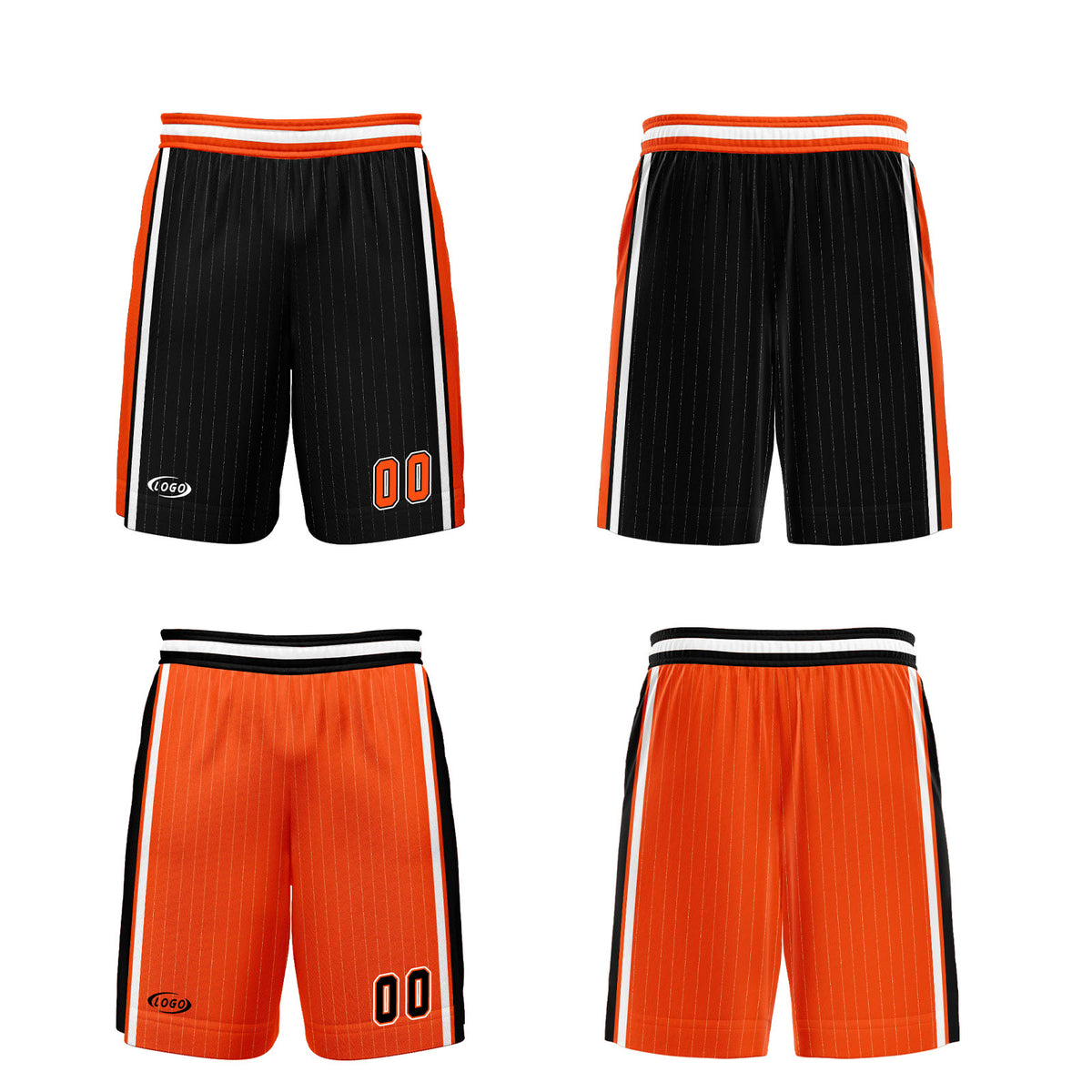 Benutzerdefinierte Schwarz Orange Reversible Basketball Jersey Personalisierte Drucken Name Nummer Logo