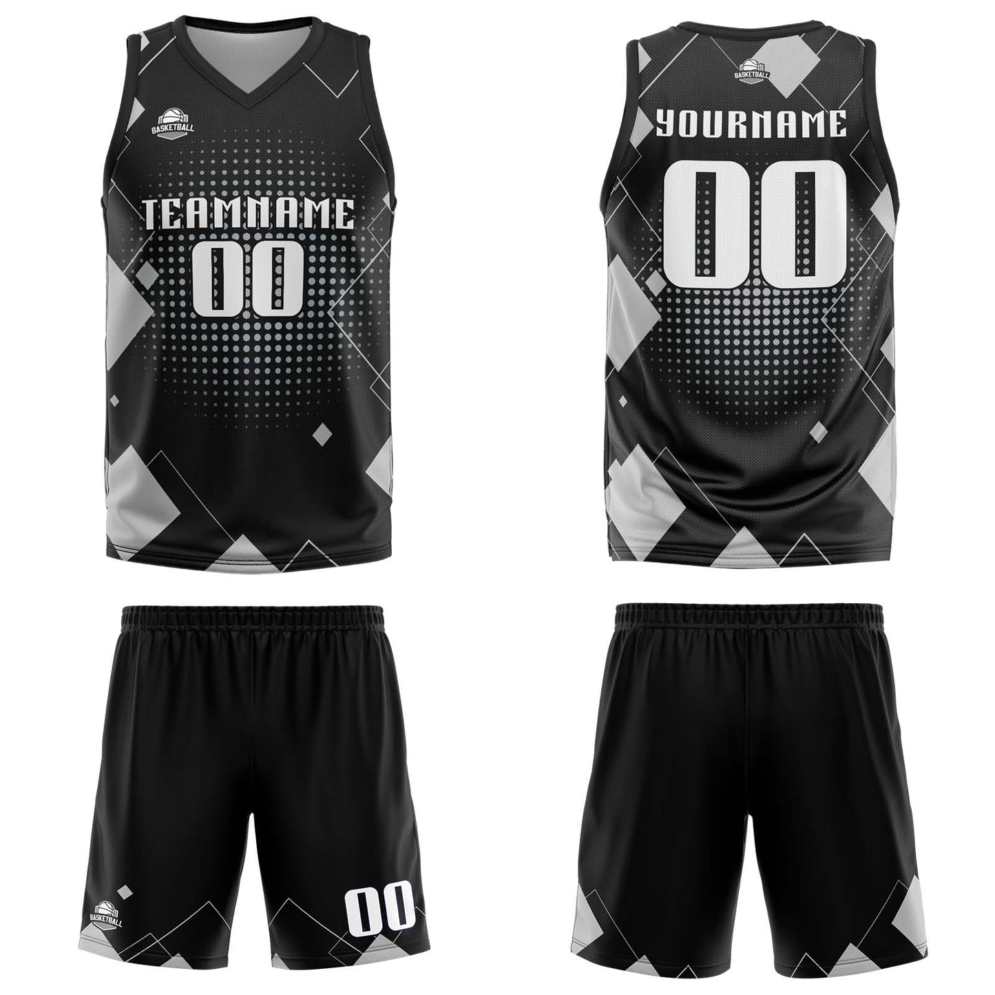 Benutzerdefinierter Schwarz Basketball Jersey Uniform Anzug gedruckt Ihr Logo Name Nummer