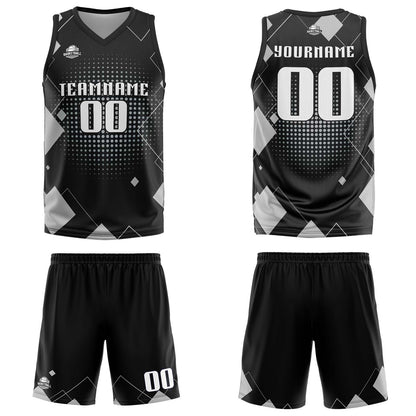 Benutzerdefinierter Schwarz Basketball Jersey Uniform Anzug gedruckt Ihr Logo Name Nummer
