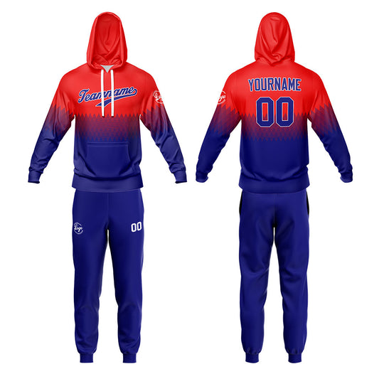 Benutzerdefiniert Rot Marine Tarnung Sport Jersey Satz Trainingsanzug Zur Seite fahren Kapuzenpullover Oberteile und Hose Satz Königlich