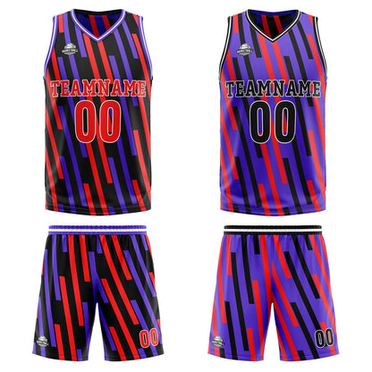 Benutzerdefinierte Rot Lila Reversible Basketball Jersey Personalisierte Print Name Nummer Logo