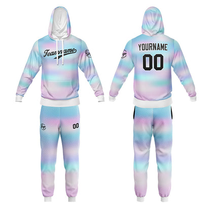 Benutzerdefiniert Licht Lila Tarnung Sport Jersey Satz Trainingsanzug Zur Seite fahren Kapuzenpullover Oberteile und Hose Satz Königlich