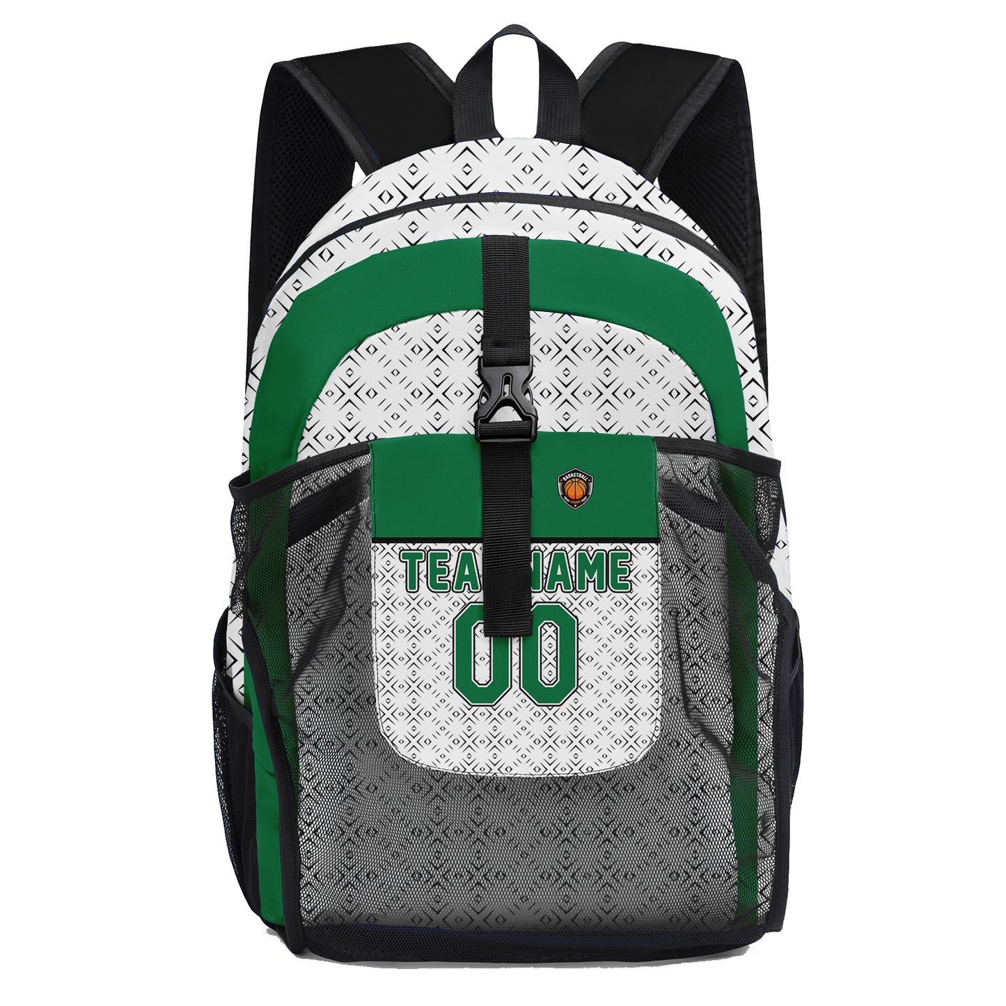 Anpassen Grün  Weiß Sport Rucksäcke Mit Personalisiert Namen, Zahlen und Logos