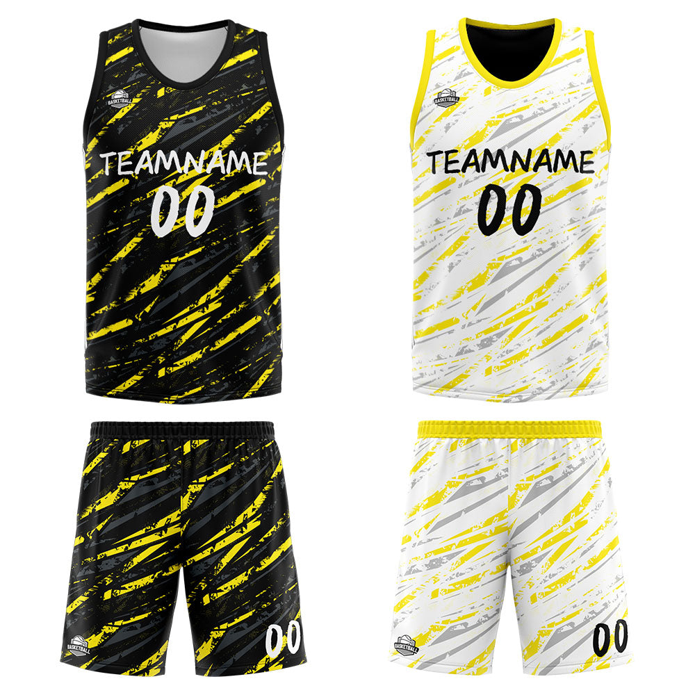 Benutzerdefinierte Reversible Basketball Jersey Personalisierte Print Name Nummer Logo Schaden-Gelb