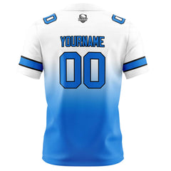 Benutzerdefinierte Weiß & Blau Gradient Fußball Trikots Personalisierter Name Nummer Logo