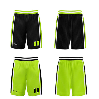 Benutzerdefinierte Schwarz Neon Grün Reversible Basketball Jersey Personalisierte Drucken Name Nummer Logo