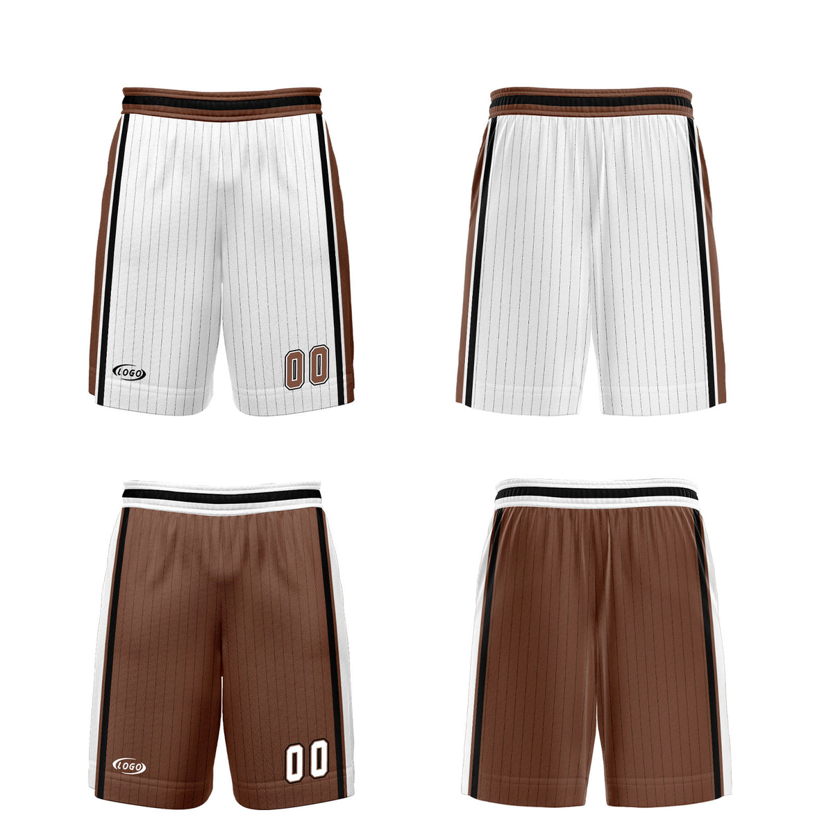 Benutzerdefinierte Weiß Braun Reversible Basketball Jersey Personalisierte Drucken Name Nummer Logo