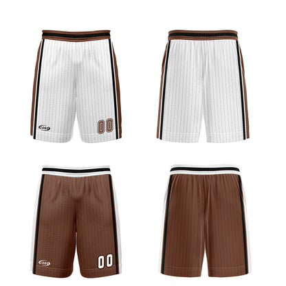 Benutzerdefinierte Weiß Braun Reversible Basketball Jersey Personalisierte Drucken Name Nummer Logo
