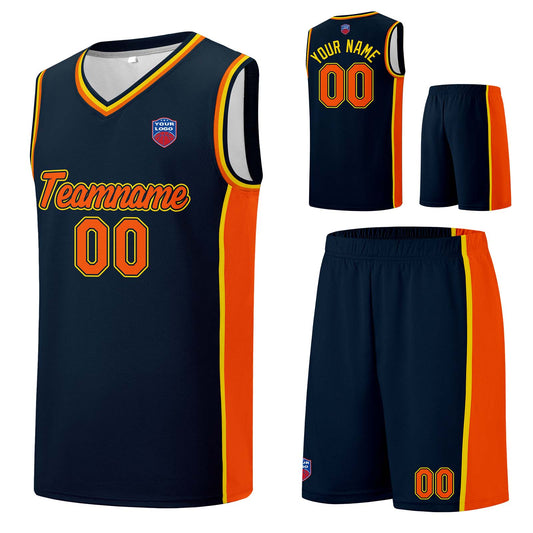 Individuelle Basketball-Jersey-Shorts für Männer und Frauen. Gestickter und gedruckter Name, Nummer und Logo Marine