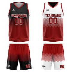 Benutzerdefinierte Reversible Basketball Jersey Personalisierte Print Name Nummer Logo Rot-Schwarz