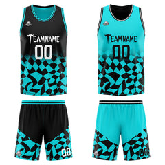 Benutzerdefinierte Reversible Basketball Jersey Personalisierte Print Name Nummer Logo Gitter-Schwarz&Teal