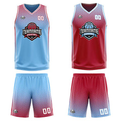 Benutzerdefinierte Blau Rot Weiß Reversible Basketball Jersey Personalisierte Print Name Nummer Logo