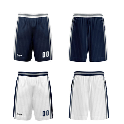 Benutzerdefinierte Marine Weiß Grau Reversible Basketball Jersey Personalisierte Drucken Name Nummer Logo