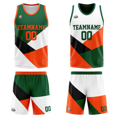 Benutzerdefinierte Reversible Basketball Jersey Personalisierte Print Name Nummer Logo Farbe Block-Grün&Orange