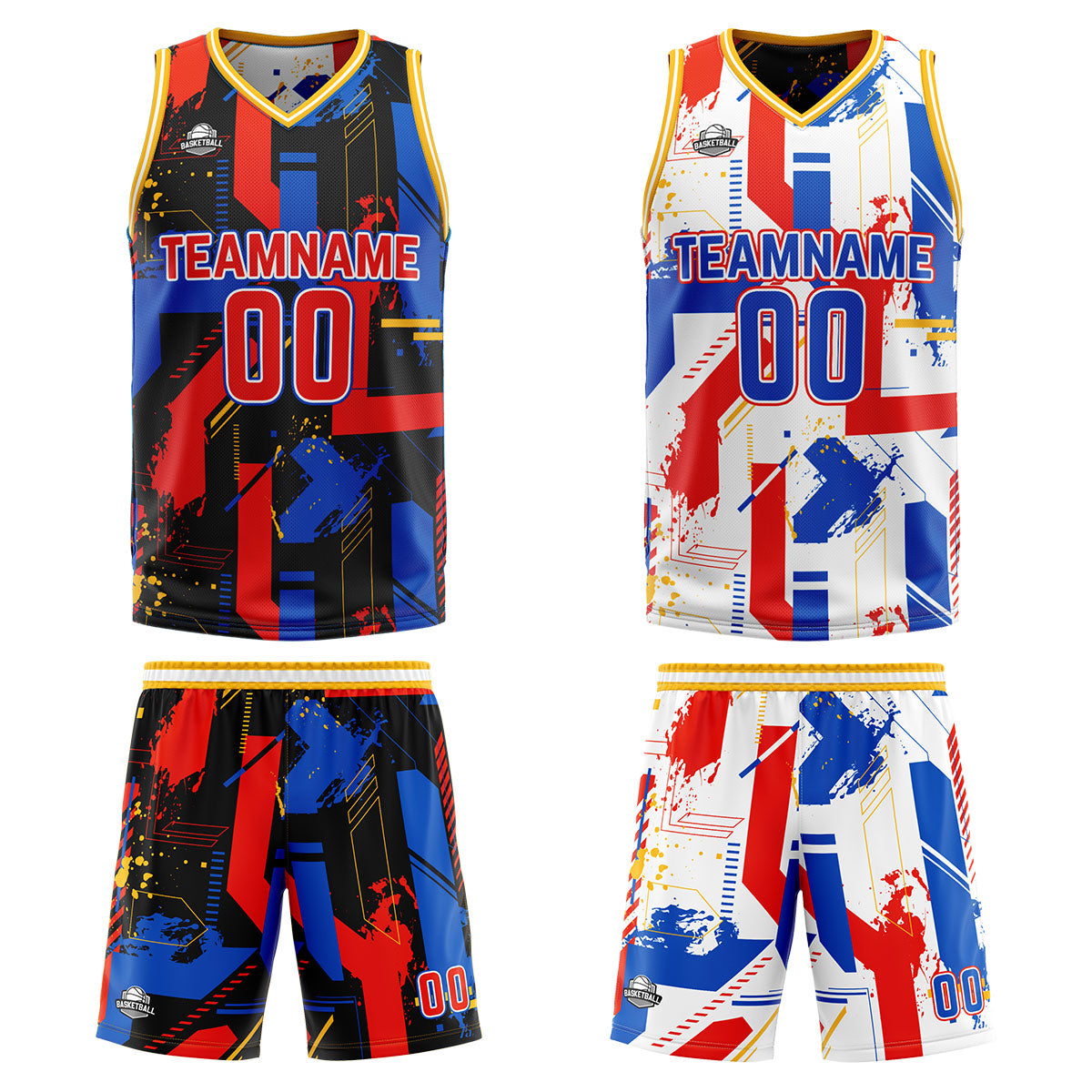 Benutzerdefinierte Rot Königlich Reversible Basketball Jersey Personalisierte Print Name Nummer Logo