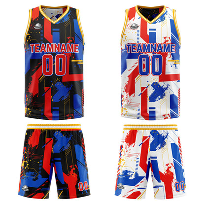 Benutzerdefinierte Rot Königlich Reversible Basketball Jersey Personalisierte Print Name Nummer Logo