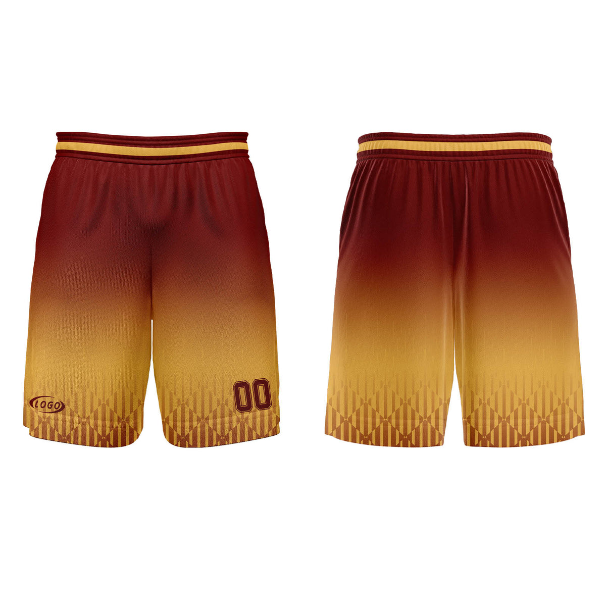 Benutzerdefinierter Braun Farbverlauf Basketball Jersey Uniform Anzug gedruckt Ihr Logo Name Nummer